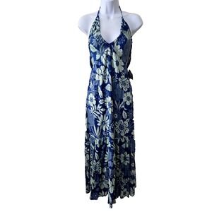 Angie Maxi Sundress w/Keyhole Back Women's S Blue Floral NWT